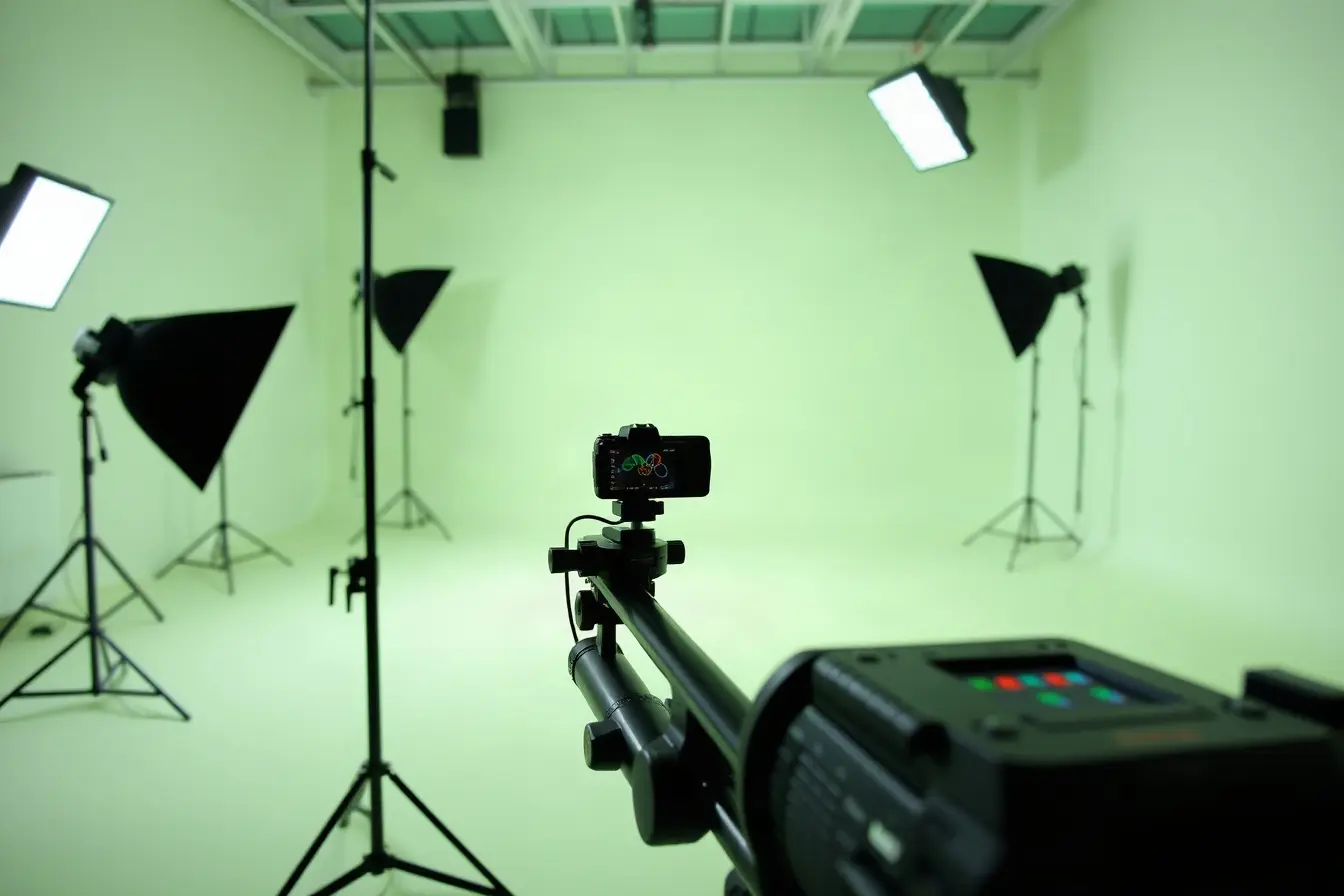 Lighting setup for a product video in a bright studio